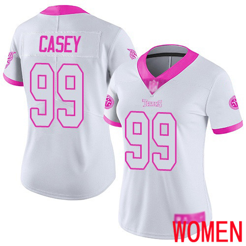 Tennessee Titans Limited White Pink Women Jurrell Casey Jersey NFL Football #99 Rush Fashion->women nfl jersey->Women Jersey